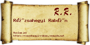Rózsahegyi Rabán névjegykártya